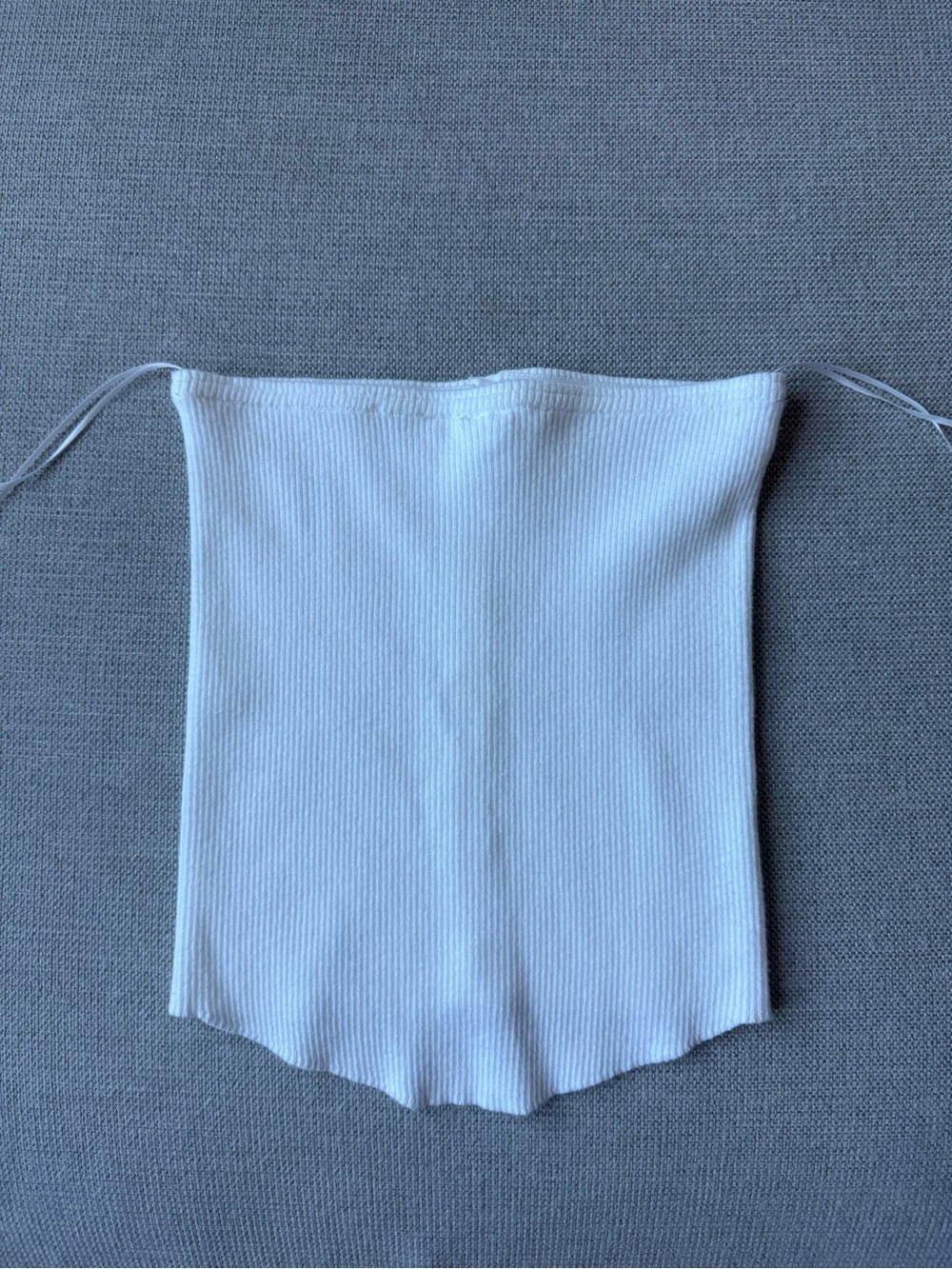 White Ribbed Button-Front Strapless Tube Top - Picture 2 of 3
